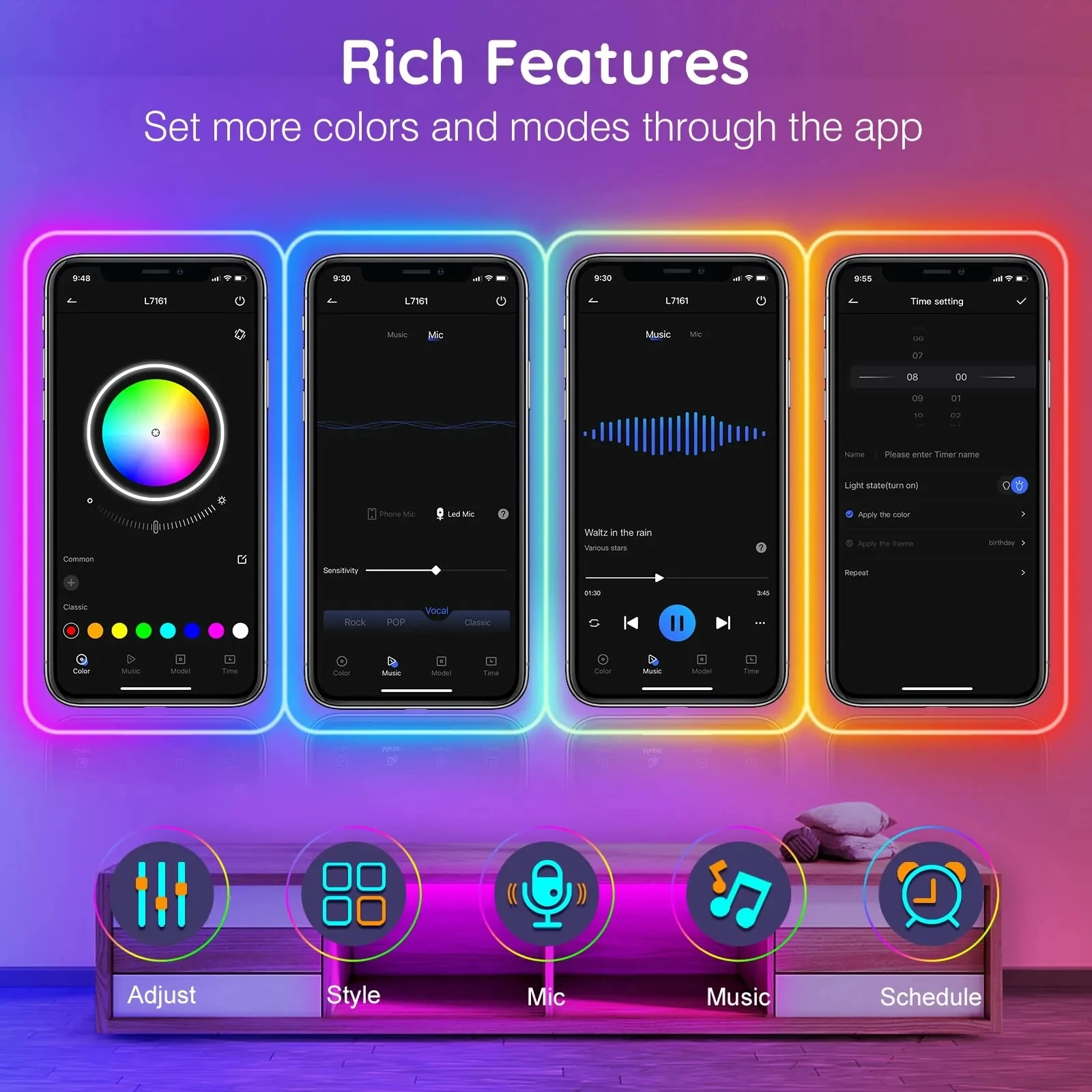 LED Neon Light Strip RGB Strip Flexible Bluetooth Waterproof Silicone Lights 108leds App+48 Key Remote Control TV Backlight For Room Garden Party