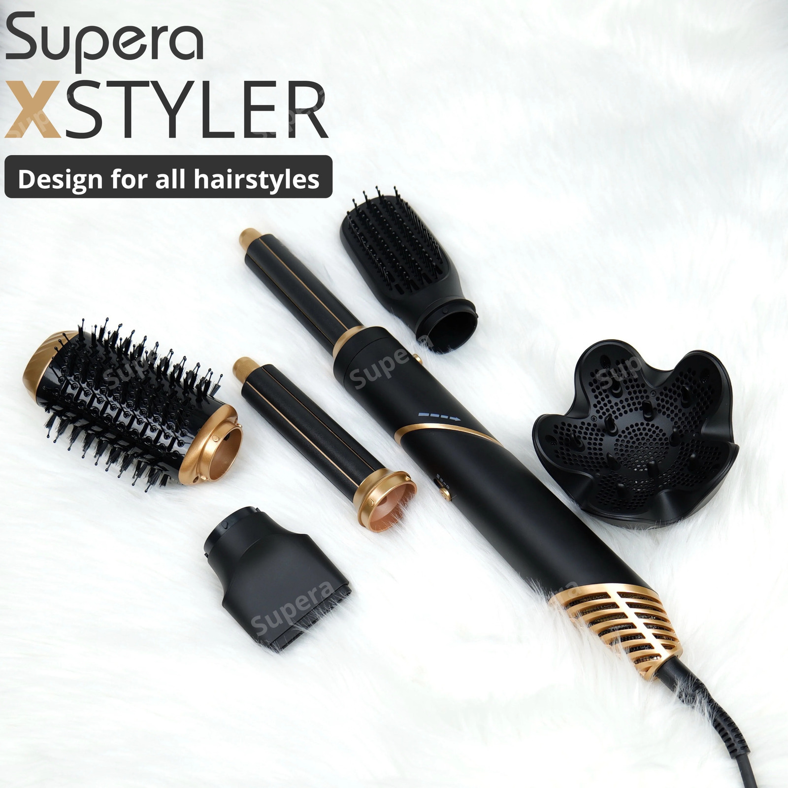 Supera Multifunctional Air Styling Drying System Powerful Hair Blow Dryer Multi-Styler with Auto-Wrap Curlers 240509