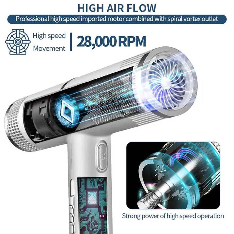 Hair Dryer Fast Drying Professional Hair Dryer Negative Ion Premium Hair Dryer Cold And Warm Air Multifunction Style Tool 240528