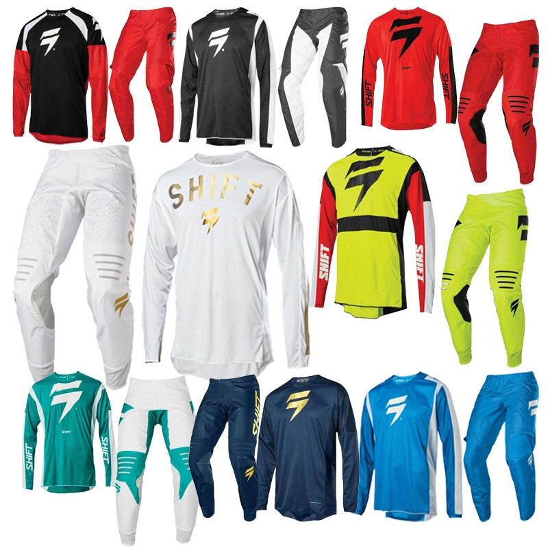 Adult Motorcycle Dirt Bike Suit MX 3LABEL Motocross Gear Set Jersey/Pants Gold Shift Vega LE Endurance Racing Whit3 Jersey Set