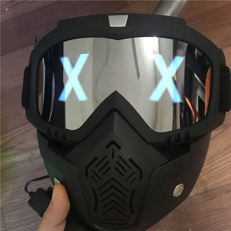 Halloween LED Half Face X Glowing Eyes DIY Eyewear Mask Lights Mask masks DJ Party Cosplay Prop Gift