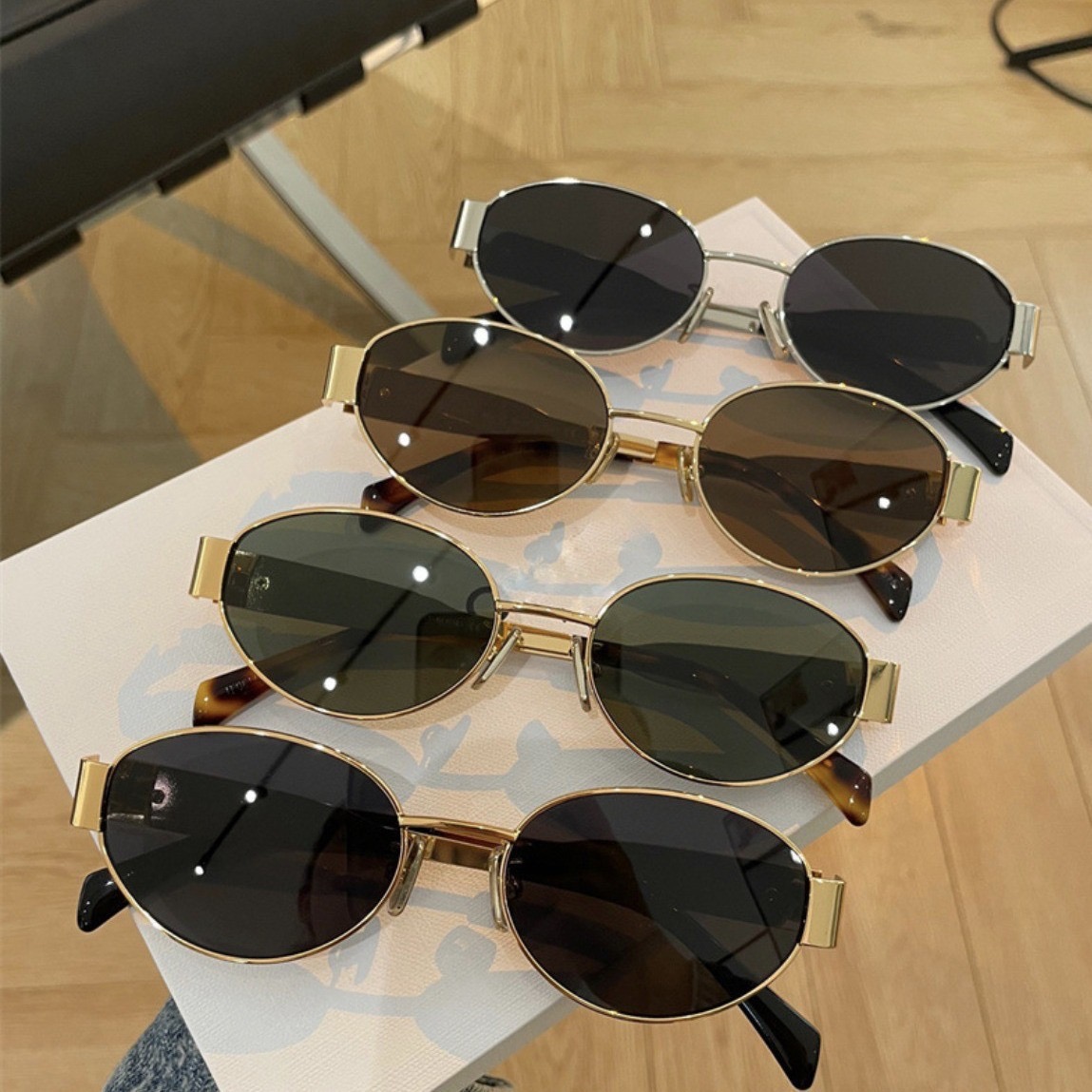Fashion Luxury Designer Sunglasses CEL Brand Men's and Women's Small Squeezed Frame Oval Glasses Premium UV 400 Polarized Sunglasses