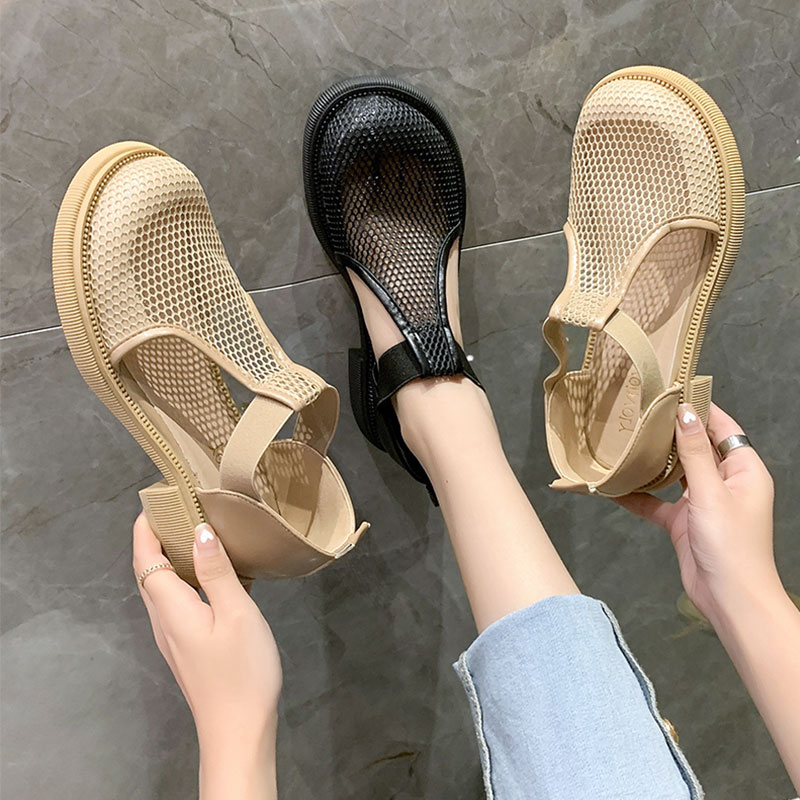 Summer 2024 Sale Of Women's Shoes Sandals Breathable Med Suit Female Beige New Fashion Lace Outside Comfort Laces Medium 12a8 s ium