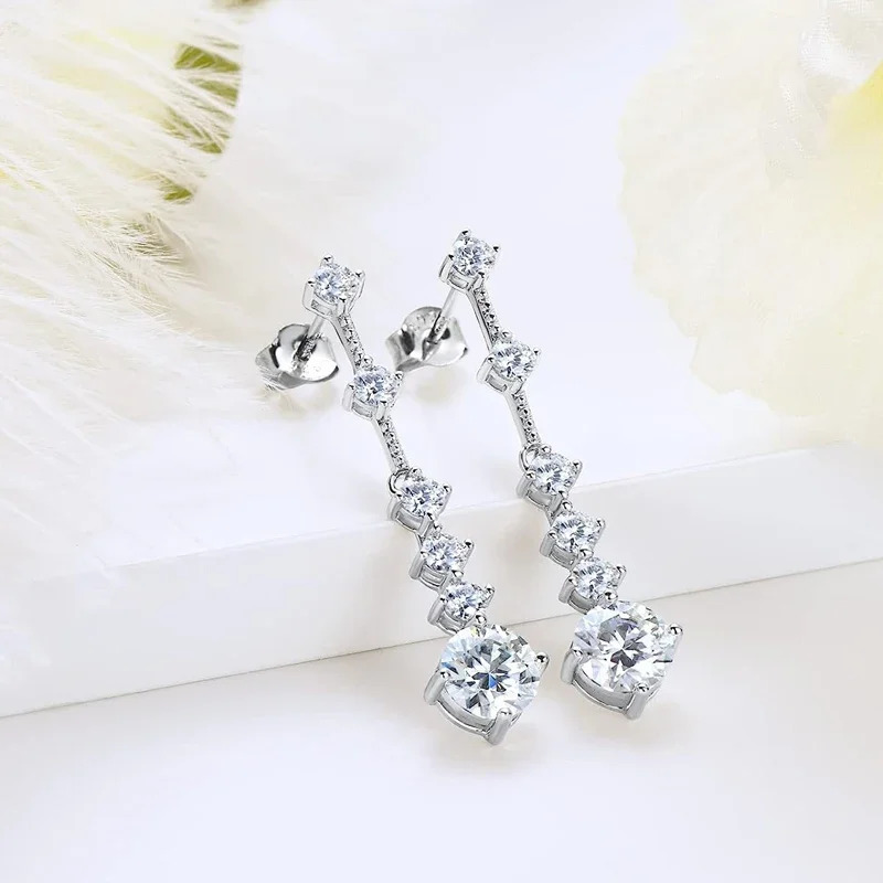 Dangle Earrings For Women 3ct a Pair D Color VVS1 Diamond Long Tassel Ear Drops 925 Sterling Silver Fine Jewelry Gift 240507