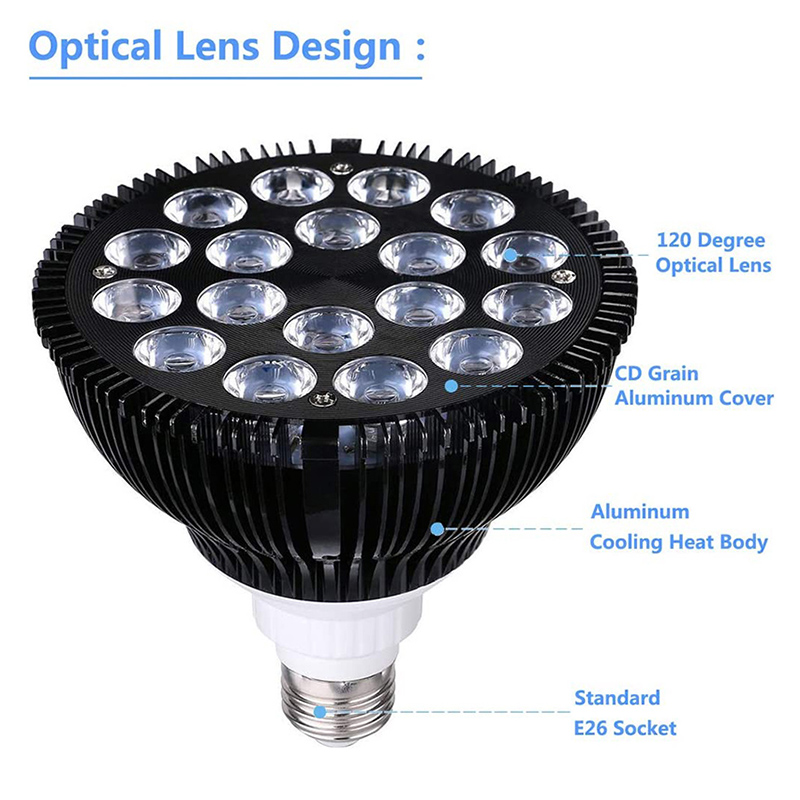 54W Full Spectrum LED Fish Tank Lights E27 Reef Coral Lamp Aquatic Plants Growth Light For Saltwater Seawater Aquarium Lighting