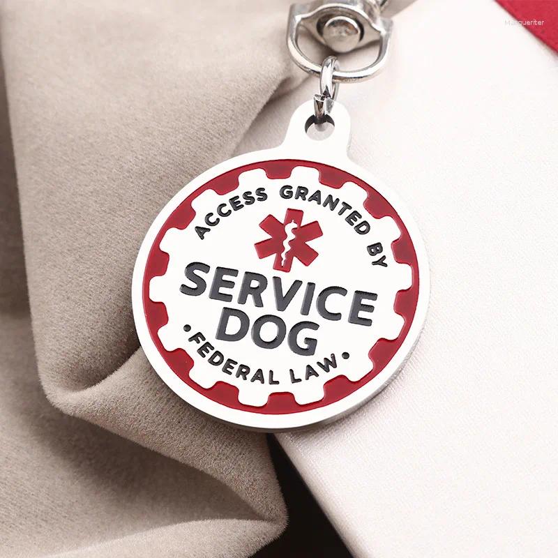 Tag 2Pcs Service Dog Tags Stainless Steel Engraved Nameplate Emotional Support Animal ESA ID Collar Accessories s