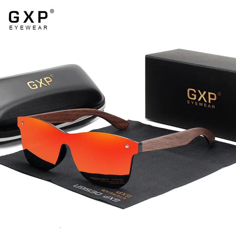 GXP Handmade Walnut Sunglasses For Men Wooden Polarized UV400 Glasses High Quality Anti-reflection Women Outdoor Eyewear 240528