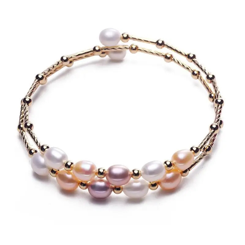 MADALENA SARARA 6-7mm Genuine Freshwater Pearl Bracelet Rice Shape Pearl Bracelet 240529