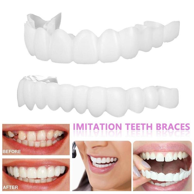 1Pair Snap On Teeth Veneers For Men Women Cover Smile Veneers Teeth Upper Beauty Tool Cosmetic TeethFree Temporary Hygiene Tool