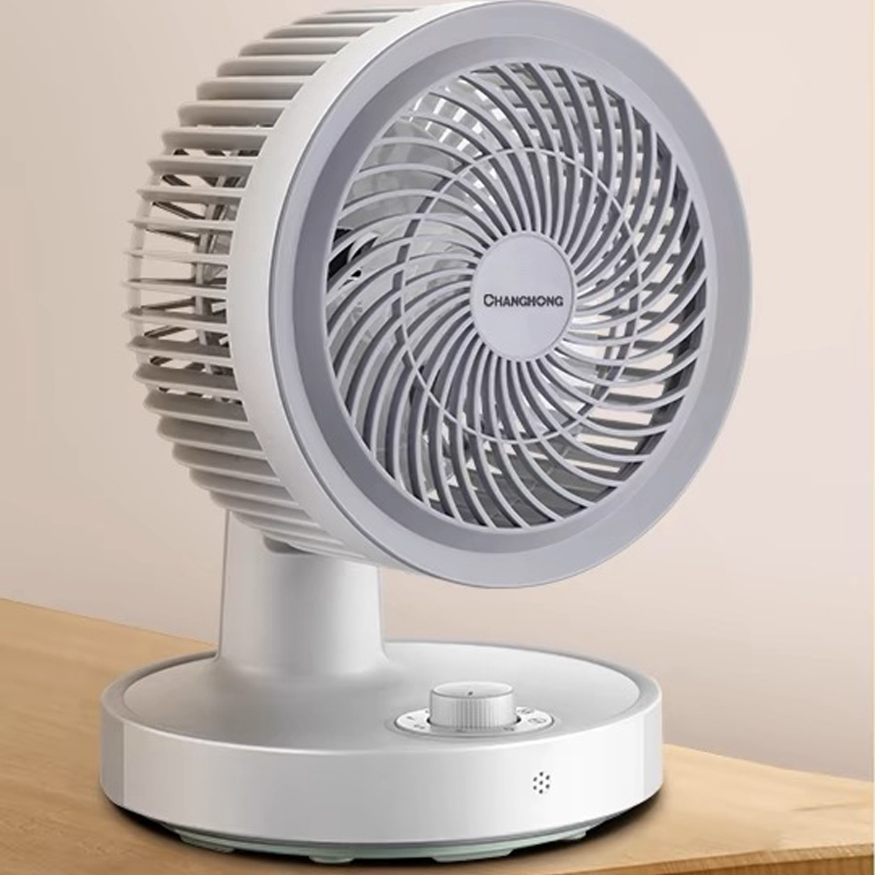 Air circulation fan, household electric fan, large wind power desktop light sound fan, small shaking head fan white Mechanical payment