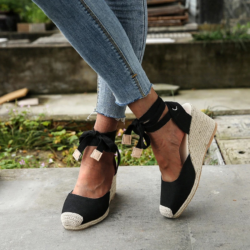 Womens Sandals Comfortable Shoes Summer Wedge Lace High Heel Fashion 240528