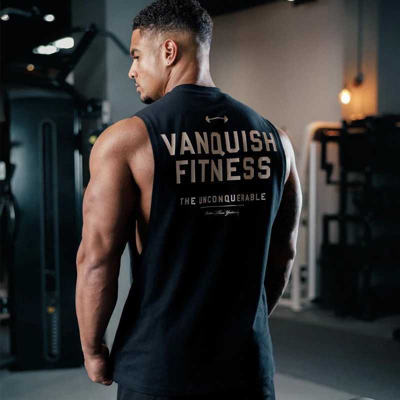 Men's Tank Tops Mens retro sleeveless T-shirt new summer gym sports fitness cotton round neck vest casual fashion mens clothing Y240522