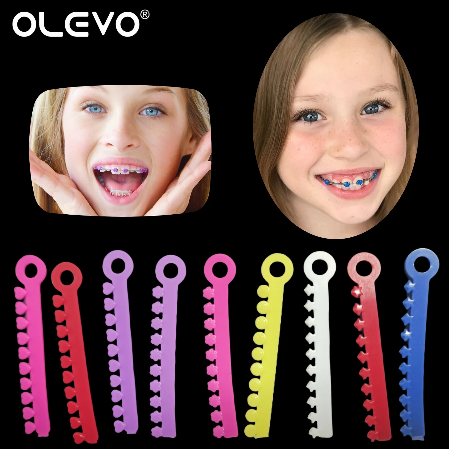 Dental Elastic Ligature Ties Orthodontic Bands Personalized Designs Colorful Star Heart flower Smiley for Ortho Braces Brackets