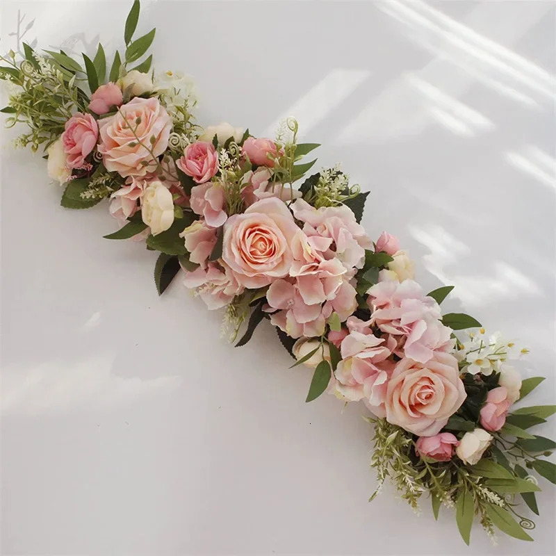 Wedding Arch Flowers Pink Rose Decorative Floral Swags Greenery Arbor Arrangement or Sheer Drapes Chair Ceremony 240529