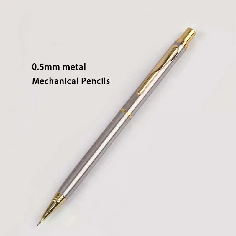 Luxury Full Metal Mechanical Pencil 0.5mm Lead Gold Silver Pen Holder Art Design Sketch Painting Pencil Korean School Stationery