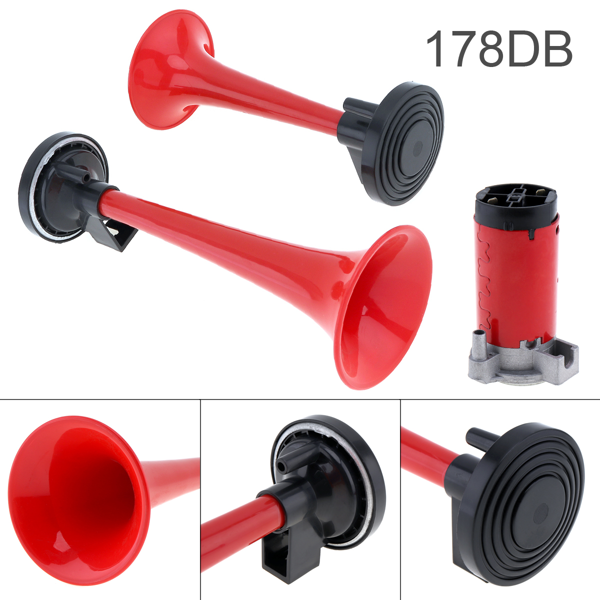 12V 178dB Super Loud Auto Car Dual Tone Air Horn Set with 12V Trumpet Compressor for Motorcycle Car Boat Truck Vehicle Car Horn 60669