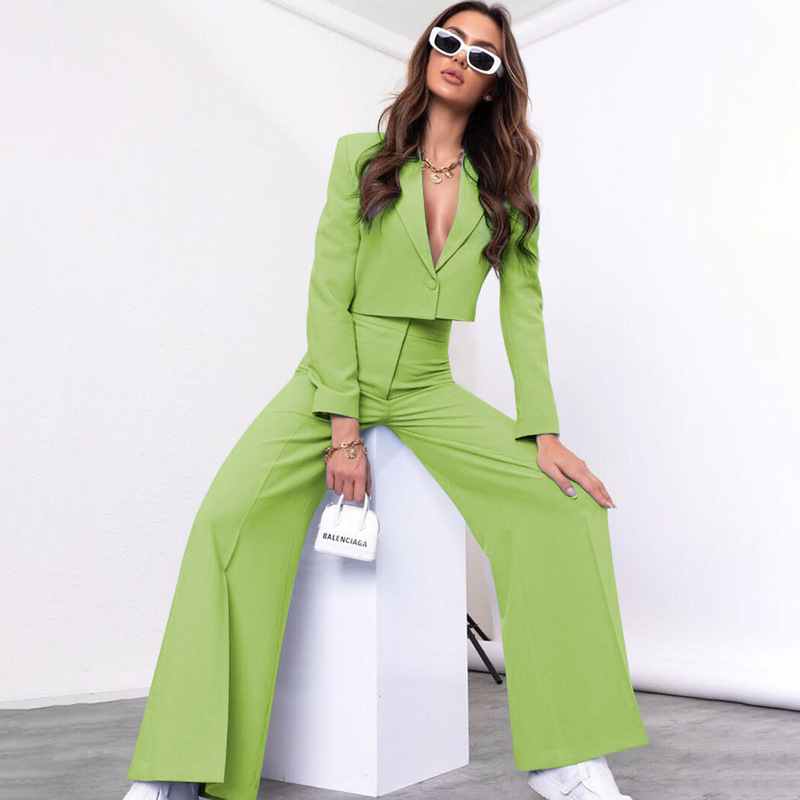 2 Piece Sets Womens Outfits Fashion Office Ladies Cropped Blazer and High Waist High Waist Pant Sets Women Elegant Blazer Suits 240522