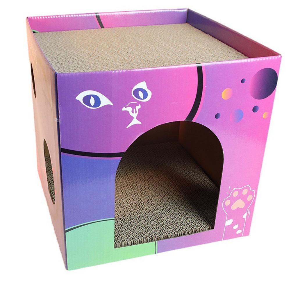 Pet Cat Bed House Cat Scratch Board Scratch-resistant Wear-resistant Multi-functional Double Layer Corrugated Paper Cat Condo