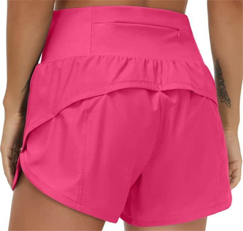 speed up highrise lined short waist sports shorts womens set quick drying loose running clothes back zipper pocket fiess yoga