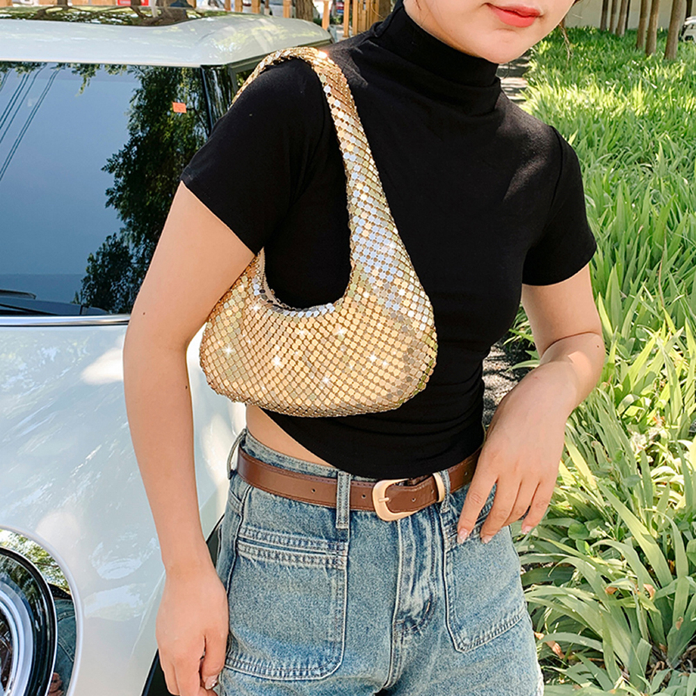 Handle Shining Evening Clutch Bag Luxury Designer Purses and Handbag Silver Shoulder Hobo Bags For Women Wedding Party Totes