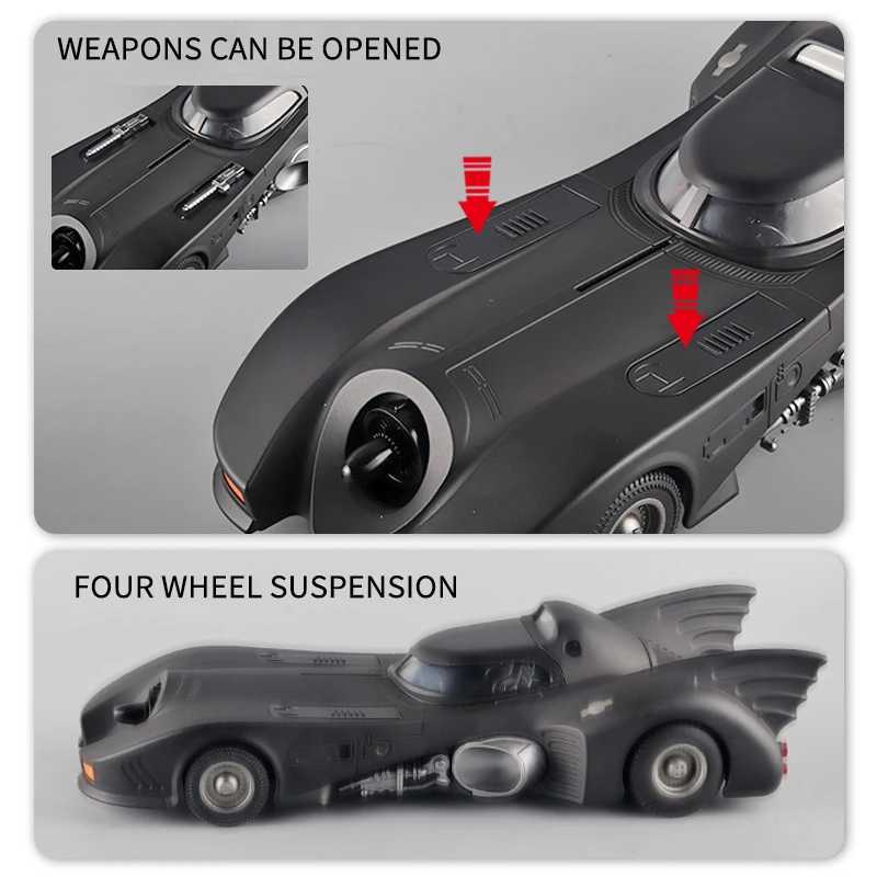 Diecast Model Cars 1/18 Alloy Classic Movie Car Batmobile Bat Sports Car Model Diecast Metal Racing Car Model Sound Light Simulation Kids Toy Gifts