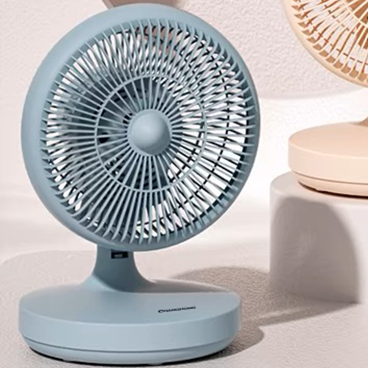 Changhong Electric Fan Mini Bed Office Shake Head Table Fan Household Bedhead Light Sound Desktop Electric Fan blue