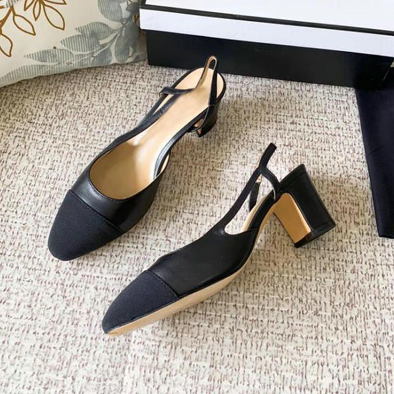2025--Luxury sandals ballet shoes Women classic leather high heels loafers Espadilles ankle strap party dress shoes