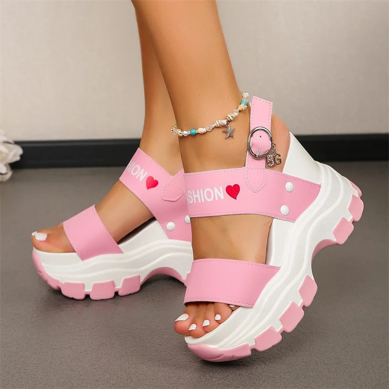 Open Toe Wedge Sandals Women Summer Ankle Buckle Platform Sandles Woman Comfy Thick Bottom Gladiator Sandals 240528