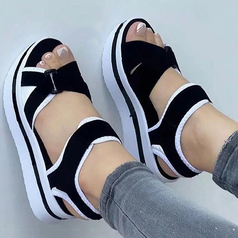 Women Sandals Soft Bottom Heels Sandals For Summer Shoes Women Low Platform Sandals Elegant Woman Heeled Shoes Wedges Heel 240528