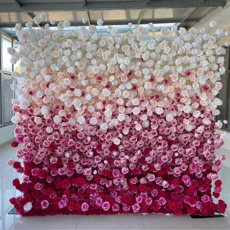 5D White Rose Peony Hydrangea Cloth Roll Up Flower Wall Fabric Hanging Curtain Plant Wall Event Party Wedding Backdrop Deco Prop
