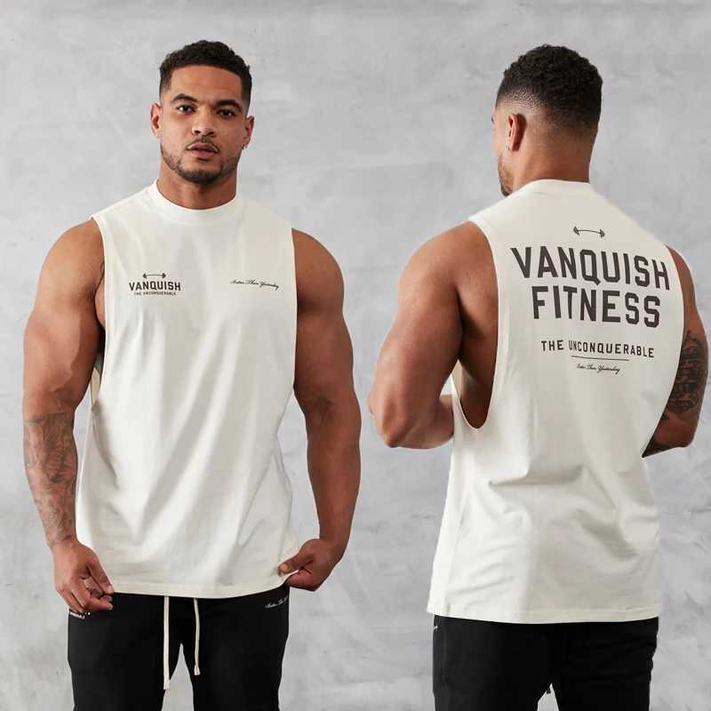 Men's Tank Tops Mens retro sleeveless T-shirt new summer gym sports fitness cotton round neck vest casual fashion mens clothing Y240522