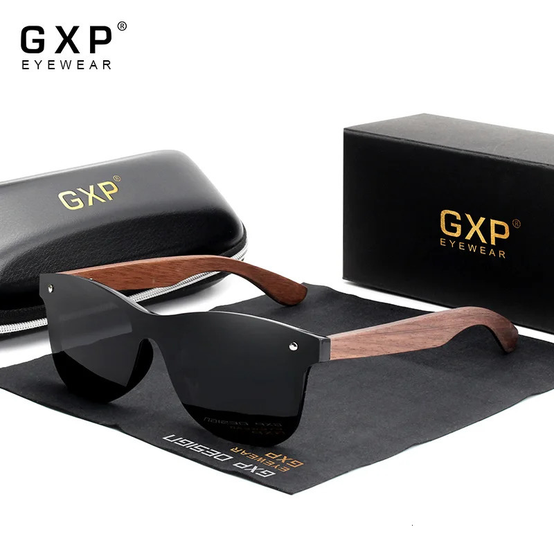 GXP Handmade Walnut Sunglasses For Men Wooden Polarized UV400 Glasses High Quality Anti-reflection Women Outdoor Eyewear 240528