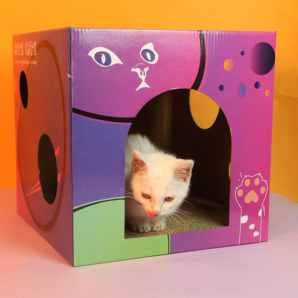 Pet Cat Bed House Cat Scratch Board Scratch-resistant Wear-resistant Multi-functional Double Layer Corrugated Paper Cat Condo