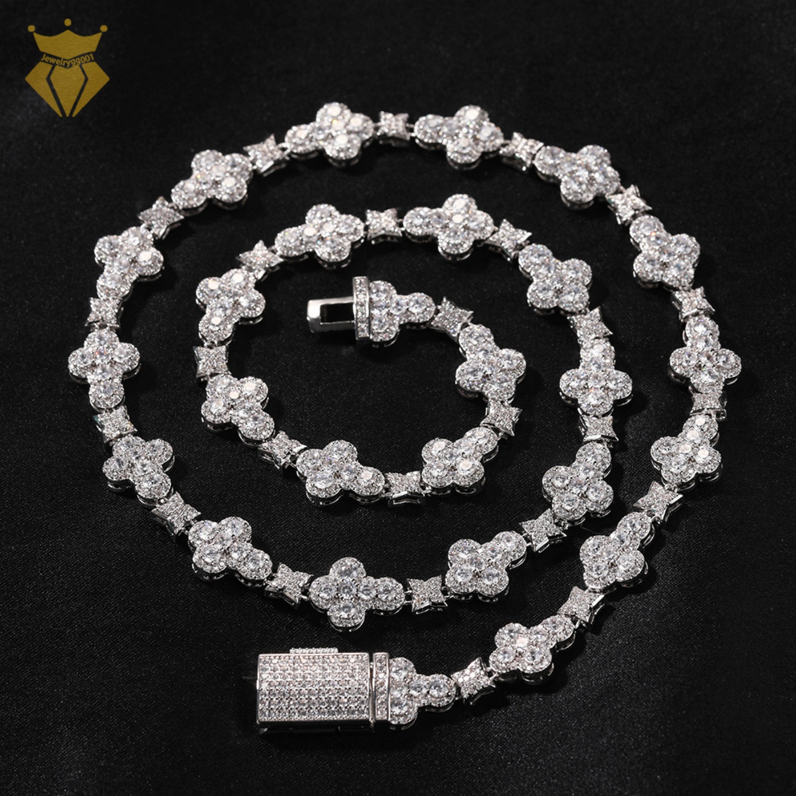 moissanite chain necklace Tennis Necklace Moissanite Diamond Sterling Sier 10mm Cross Star Men and women Cuban Link Chain