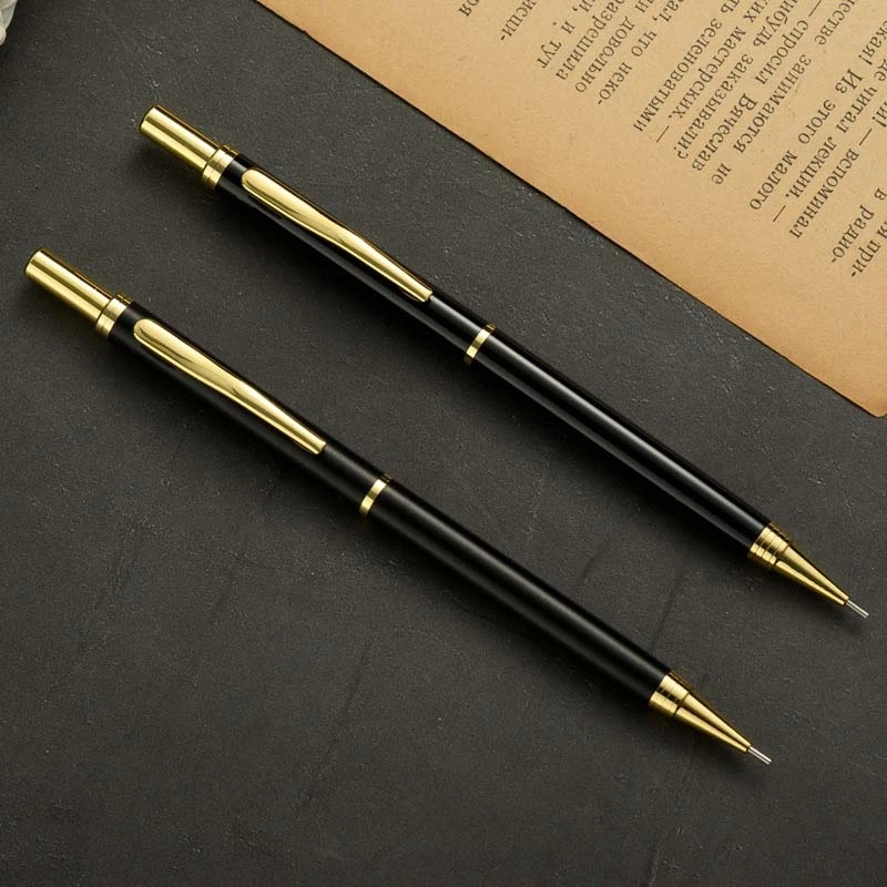 Luxury Full Metal Mechanical Pencil 0.5mm Lead Gold Silver Pen Holder Art Design Sketch Painting Pencil Korean School Stationery