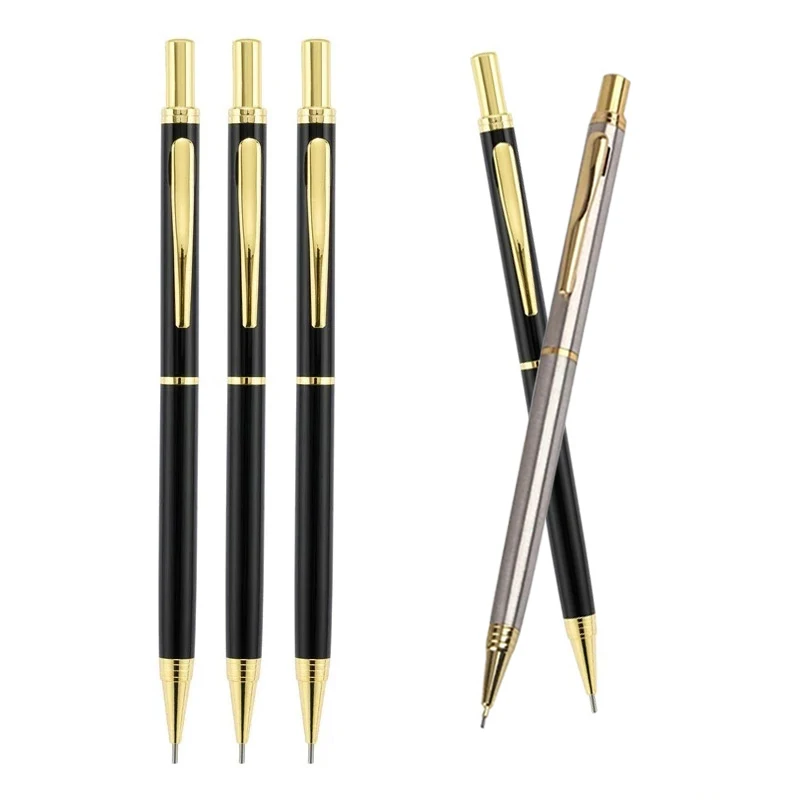 Luxury Full Metal Mechanical Pencil 0.5mm Lead Gold Silver Pen Holder Art Design Sketch Painting Pencil Korean School Stationery