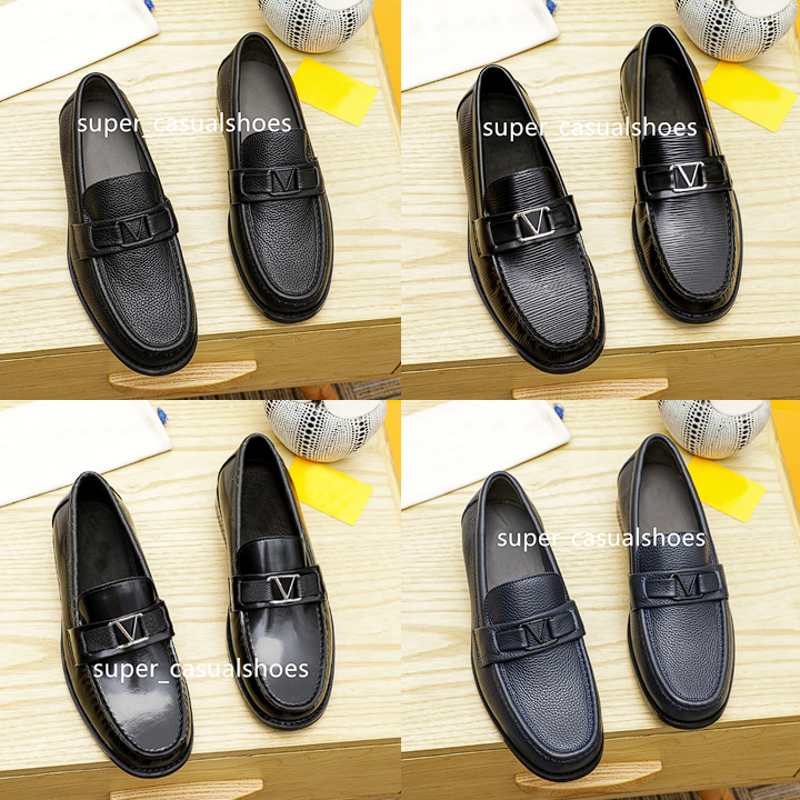 Italian Men Loafers Designer Dress Shoes Classics Moccasins Black letter Genuine Leather Office Wedding Walk Casual Shoes Size 38-46