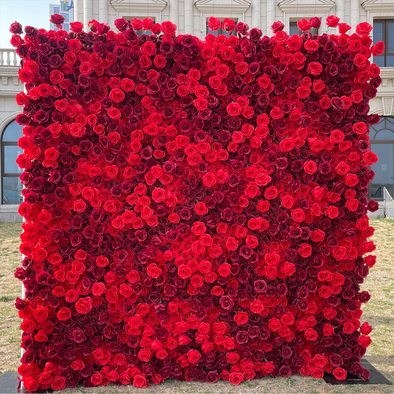 5D White Rose Peony Hydrangea Cloth Roll Up Flower Wall Fabric Hanging Curtain Plant Wall Event Party Wedding Backdrop Deco Prop