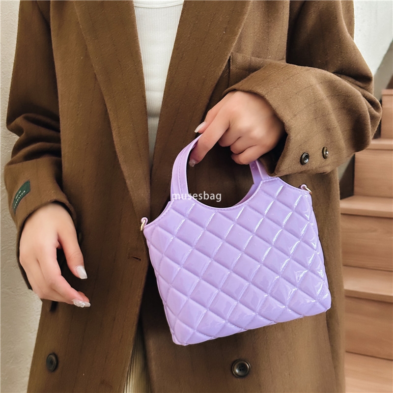High quality jelly bag for women's summer portable mini bag makeup bag hand held diamond grid beach bag diagonal cross women's bag