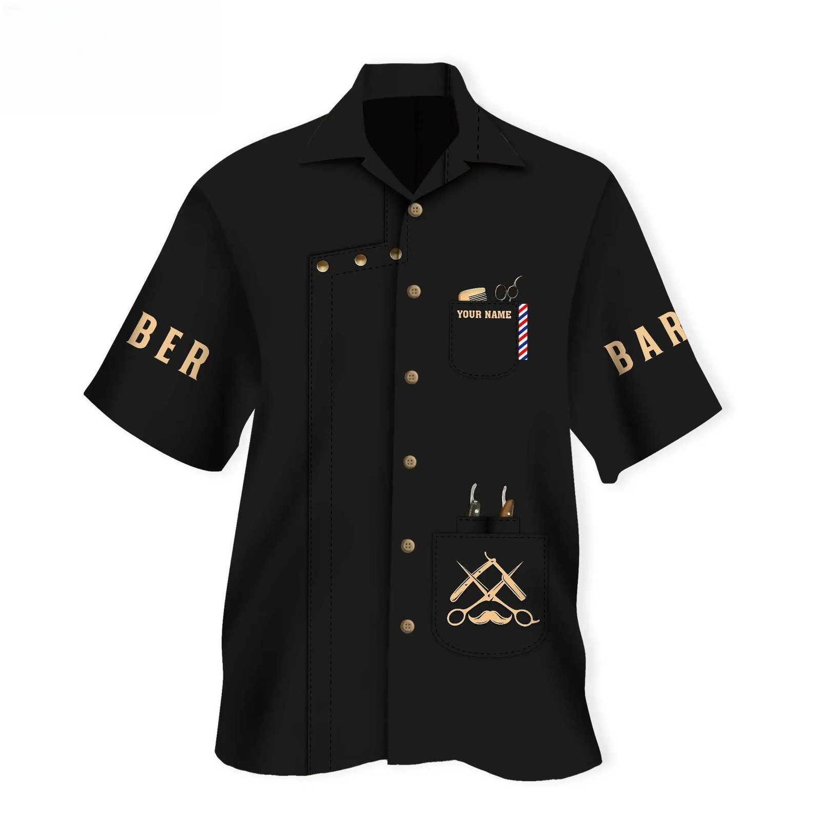 Hawaiian Personalized Fashion shirt For Mens Name summer Casual Barber 3D Printed Short sleeve beach Harajuku Tee DXCS03 floral 240529