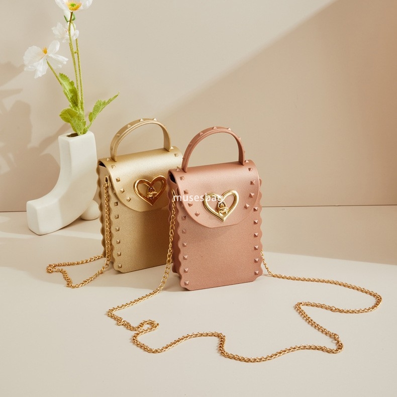 High quality women handbag jelly bag Mini bag rivet mobile phone bag French mini children bag Women crossbody bag