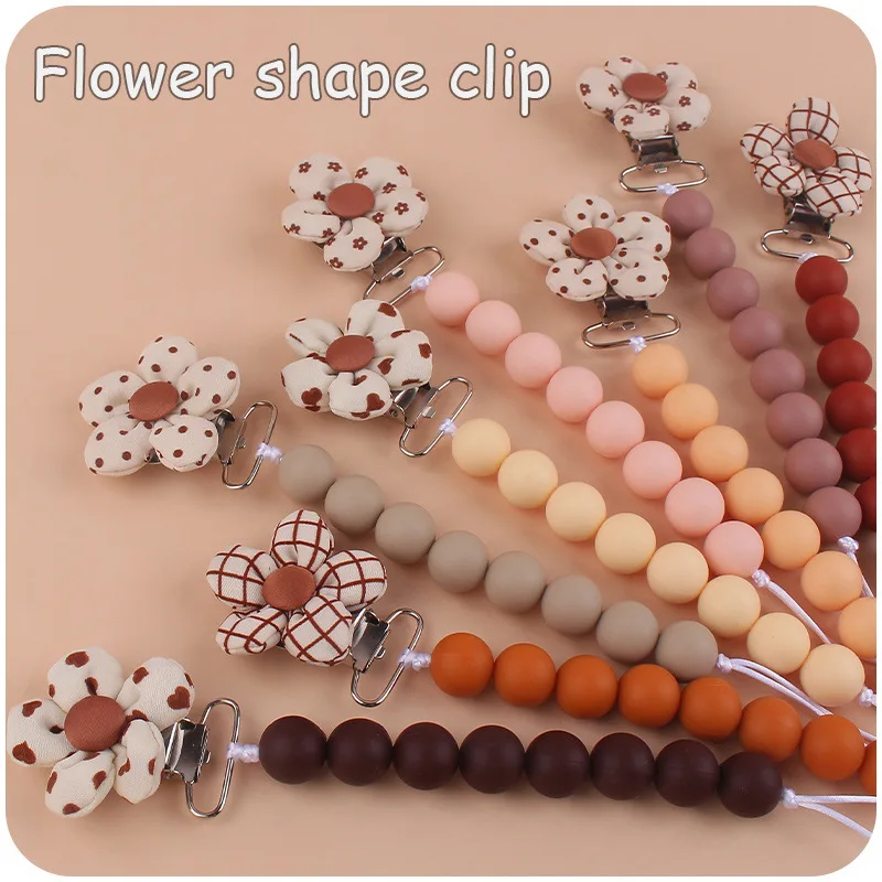 Handmade Wooden Baby Pacifier Clip Silicone Round Beaded Dummy Holder Strap For Appease Soother Chain Nursing Teether Toys Gifts
