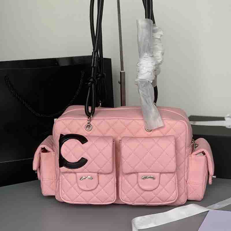 35CM Vintage Women Motorcycle Bag Designer Shoulder Bag Mini Flap Coin Purse Zipper Large Capacity Crossbody Bag Leather Luxury Handbag Travel Airport Bags Sacoche