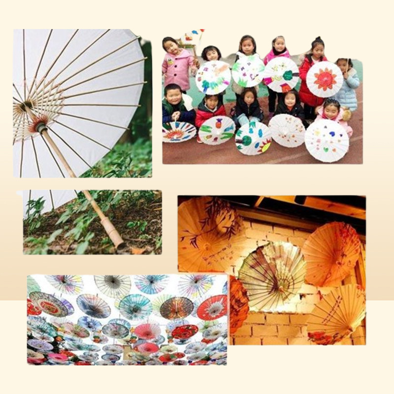 60pcs Bridal Wedding Parasols White Paper Umbrellas Beauty Items Chinese Mini Craft Umbrella Diameter 60cm SN1771484247