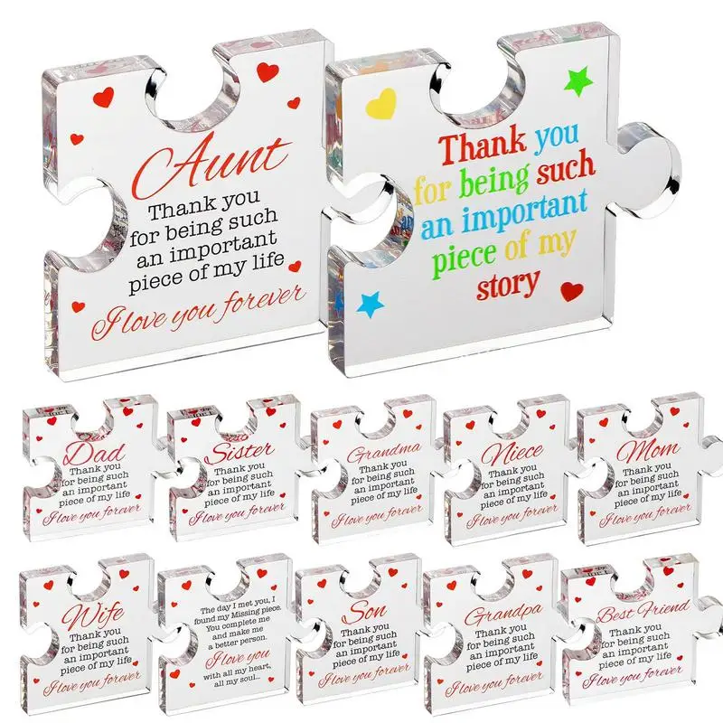 Engraved Puzzle Piece Sisters/Daughter/Dad/Mom Gifts Acrylic Puzzle Thank You For Being Such An Important Piece Of My Life