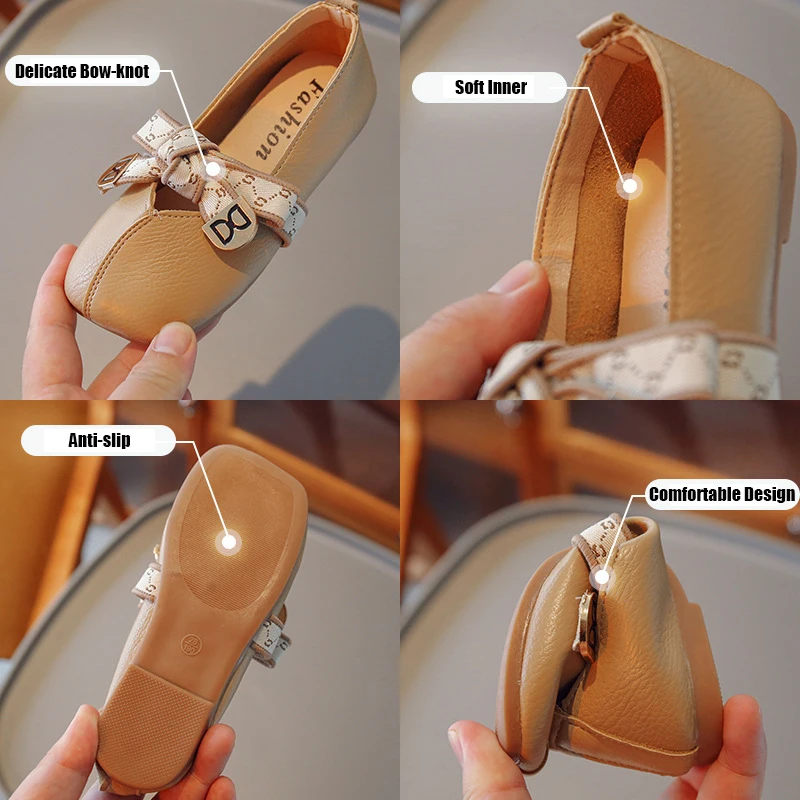 Baby Girl Shoes Bow-knot Girl's Casual Flats Soft Leather Shoes for Kids Children Footwear Toddlers Mary Janes 2023 Brand New