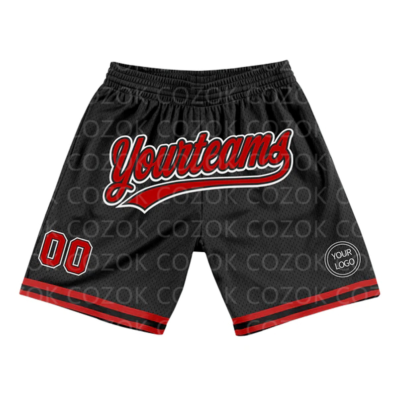 Custom Black Red White Authentic Basketball Shorts 3D Printed Men Shorts Name Mumber Quick Drying Beach Shorts