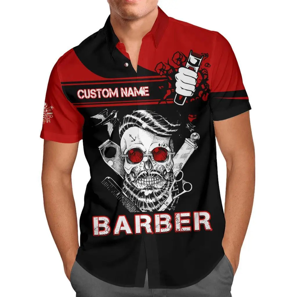 Hawaiian Personalized Fashion shirt For Mens Name summer Casual Barber 3D Printed Short sleeve beach Harajuku Tee DXCS03 floral 240529