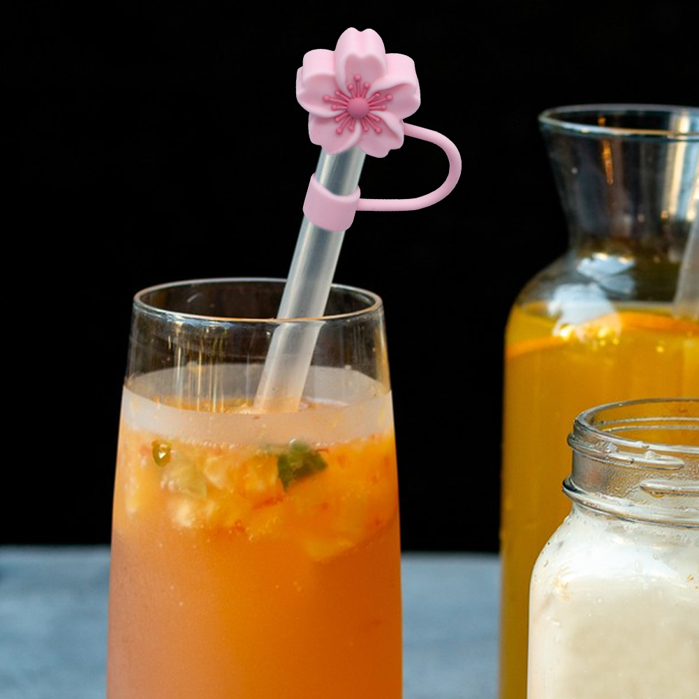 Straw Cover Cap For Stanley Cup Silicone Cute Flower Straw Topper Compatible with 30&40Oz Tumbler Dust-Proof Straw Caps