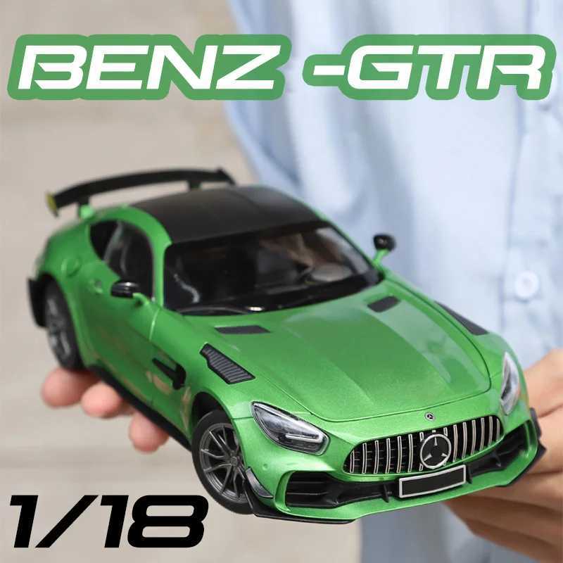 Diecast Model Cars Large 1/18 Mercedes Benz AMG Gtr Model Car Metal Diecasts Vehicle Collectable Hobbies Sound Light Miniature Toy For Boys Child
